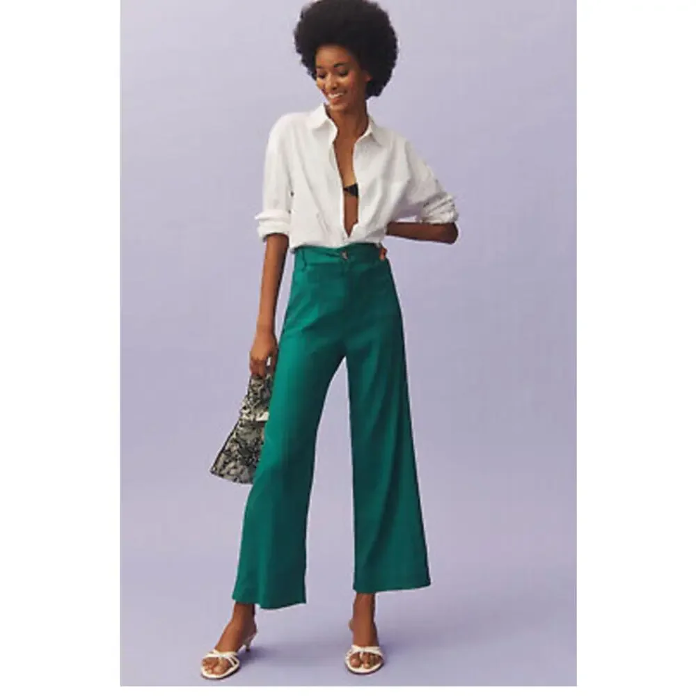 Anthropologie The Colette Cropped Wide-Leg Pants by Maeve 24 Petite